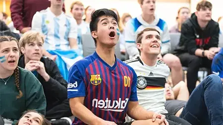 Group of students gathered to watch the World Cup