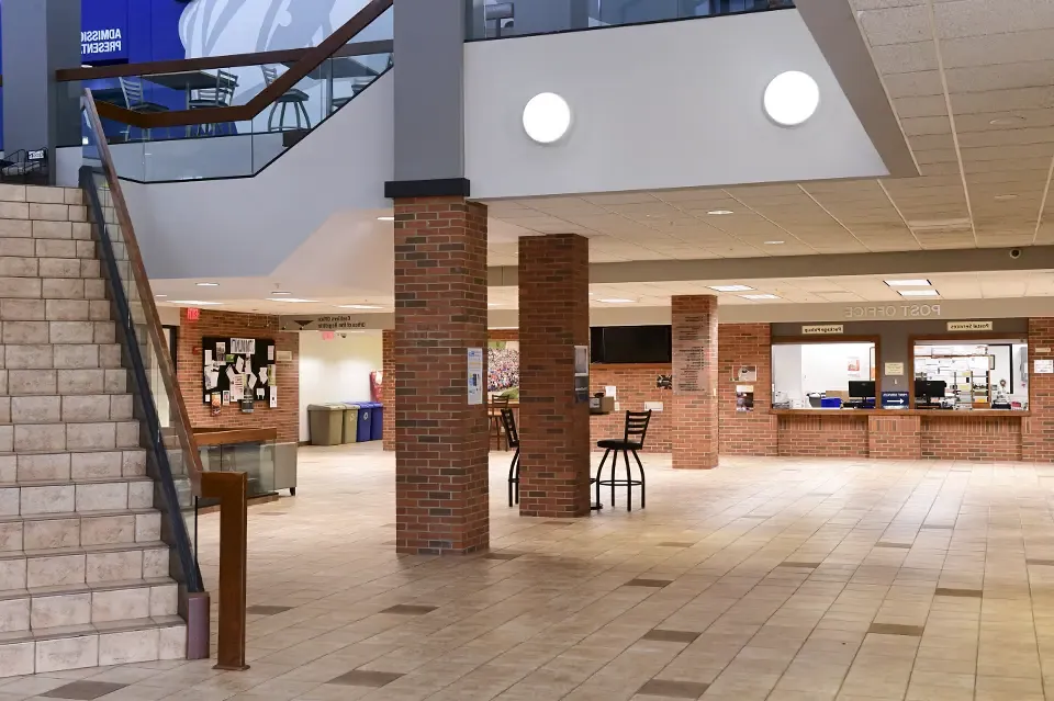 Stevens Student Center lower lobby empty